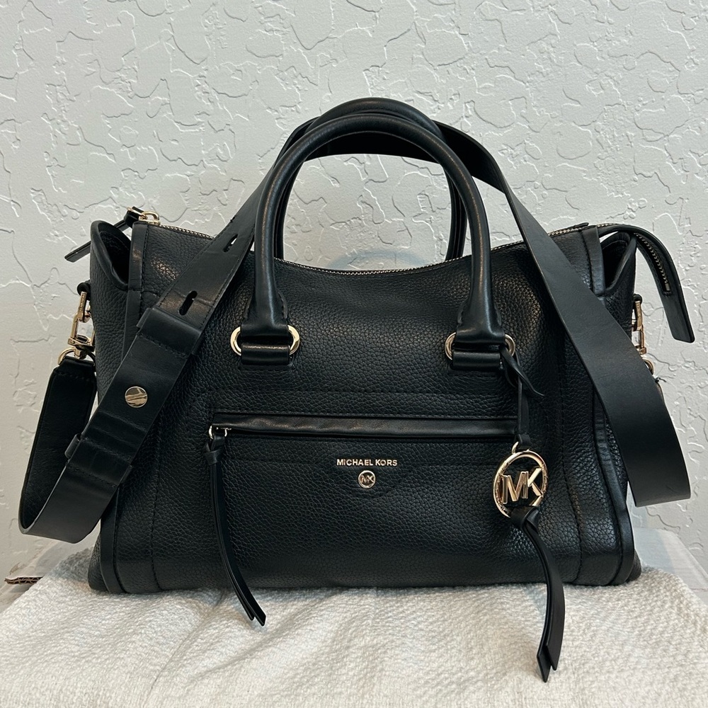 Michael Kors Black Satchel with Gold Details